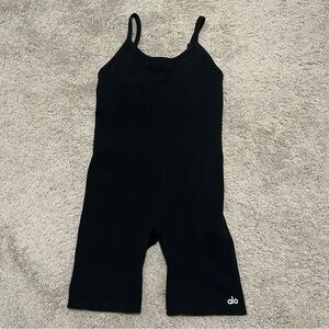 Alo Yoga Seamless Ribbed Mellow Romper Onesie in Black Size Large NWOT
